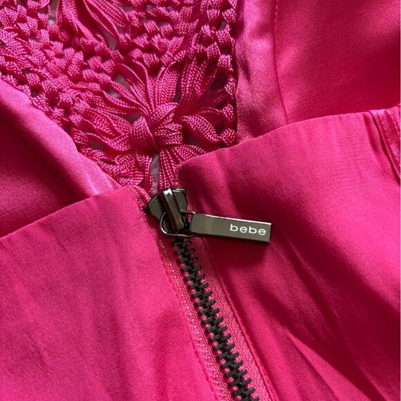 Bebe Corset Halter Top Pink Silk Womens Size Large - Picture 5 of 10